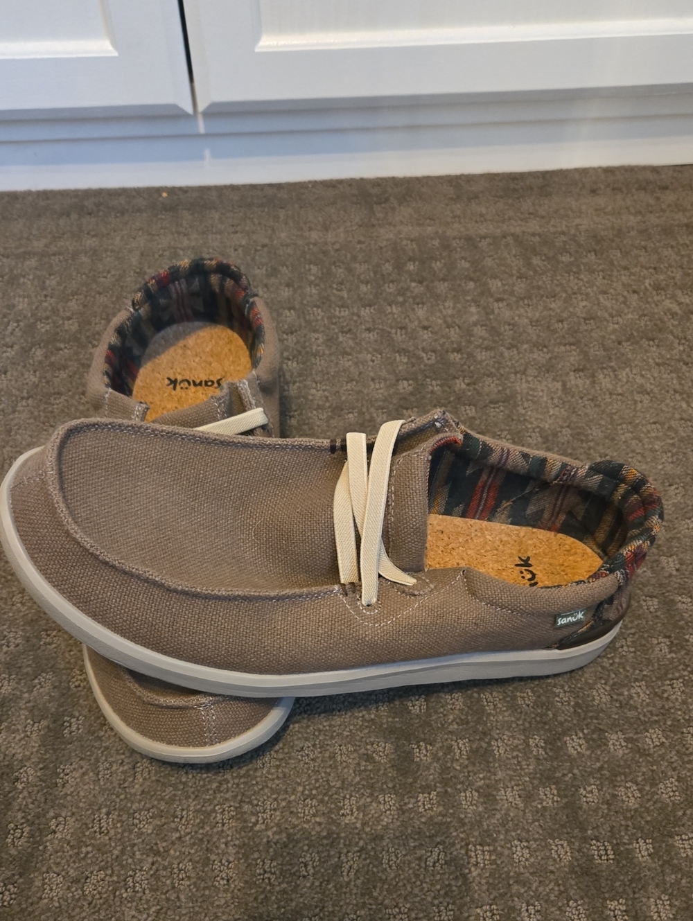 Sanuk Men's Taupe Canvas Slip-On Loafers